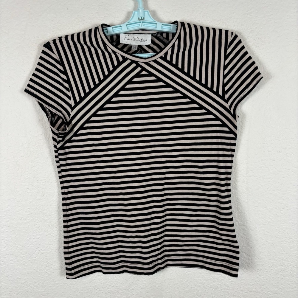 E Ratenbirg? Womens T Shirt Sz M Medium Short Sleeve Striped Blouse Excellent